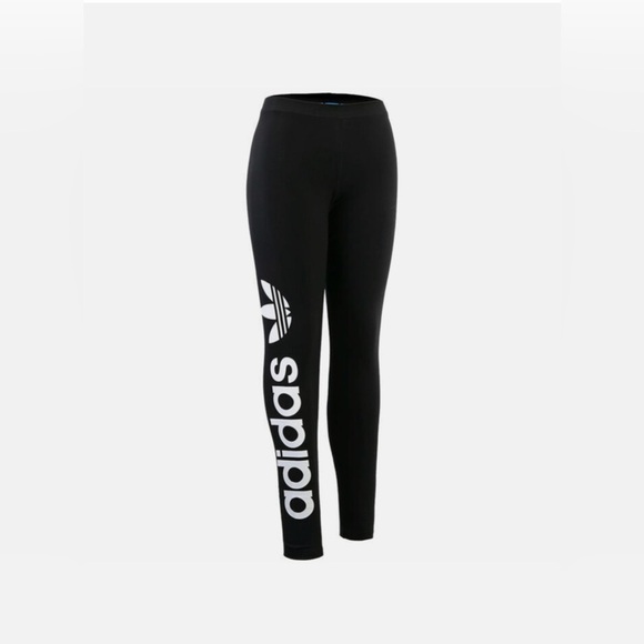 adidas Denim - Adidas Black Leggings with Bold White Logo